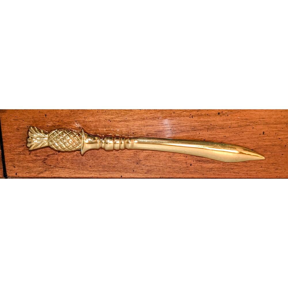 Vintage Solid Brass Pineapple Sword Shaped Blade Letter Opener